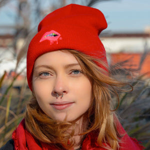 Lips Beanie (Red/Pink)