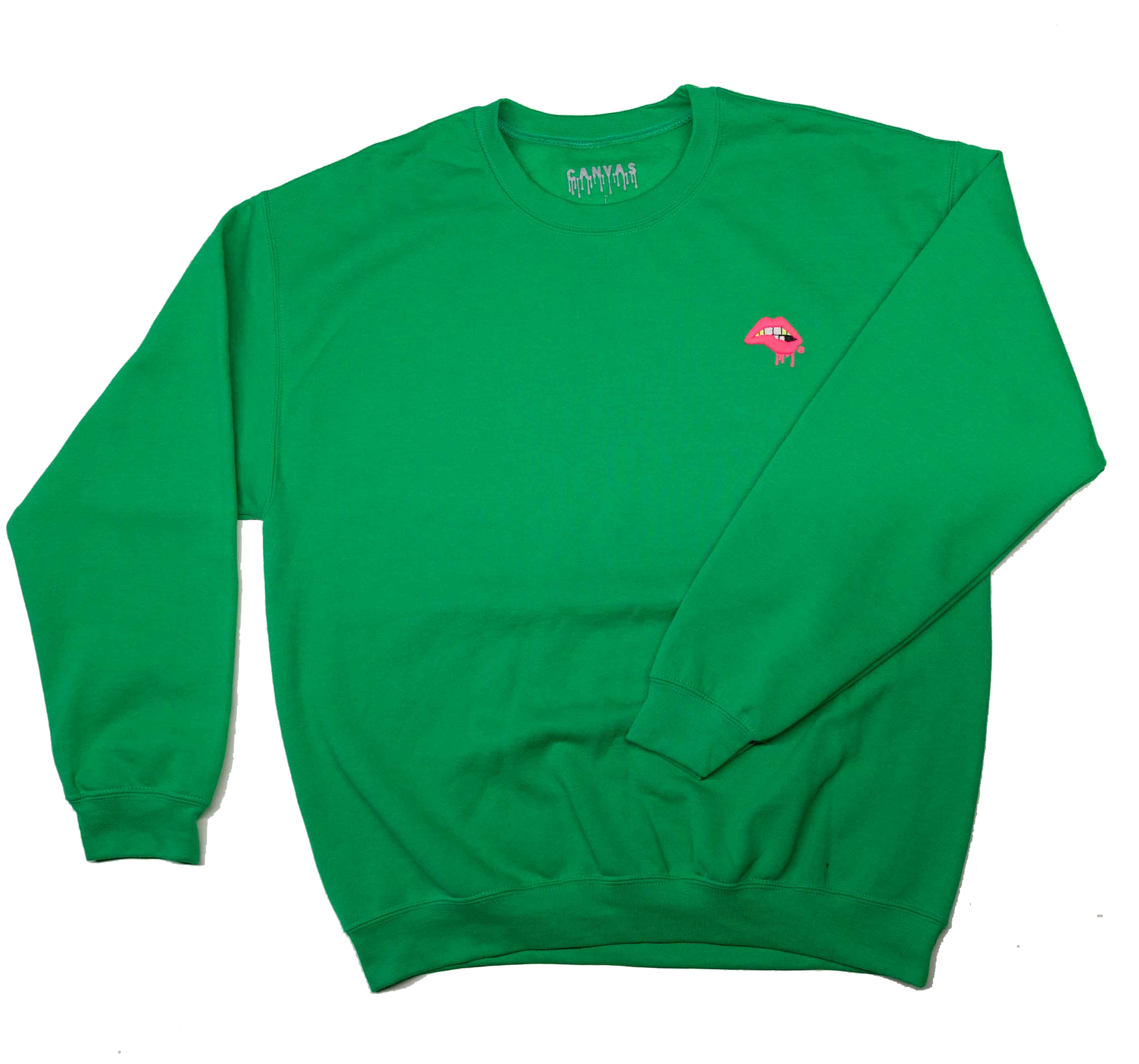 Lip Crewneck (Green + Pink)