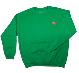 Lip Crewneck (Green + Pink)