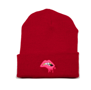 Lips Beanie (Red/Pink)