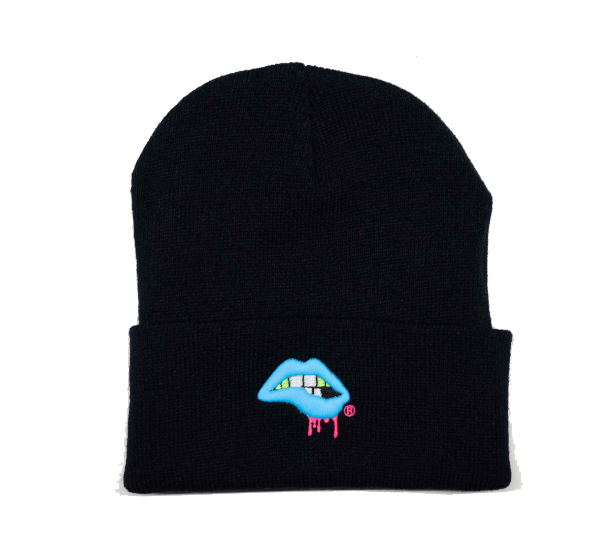 Lips Beanie (Black / Blue)