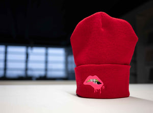 Lips Beanie (Red/Pink)