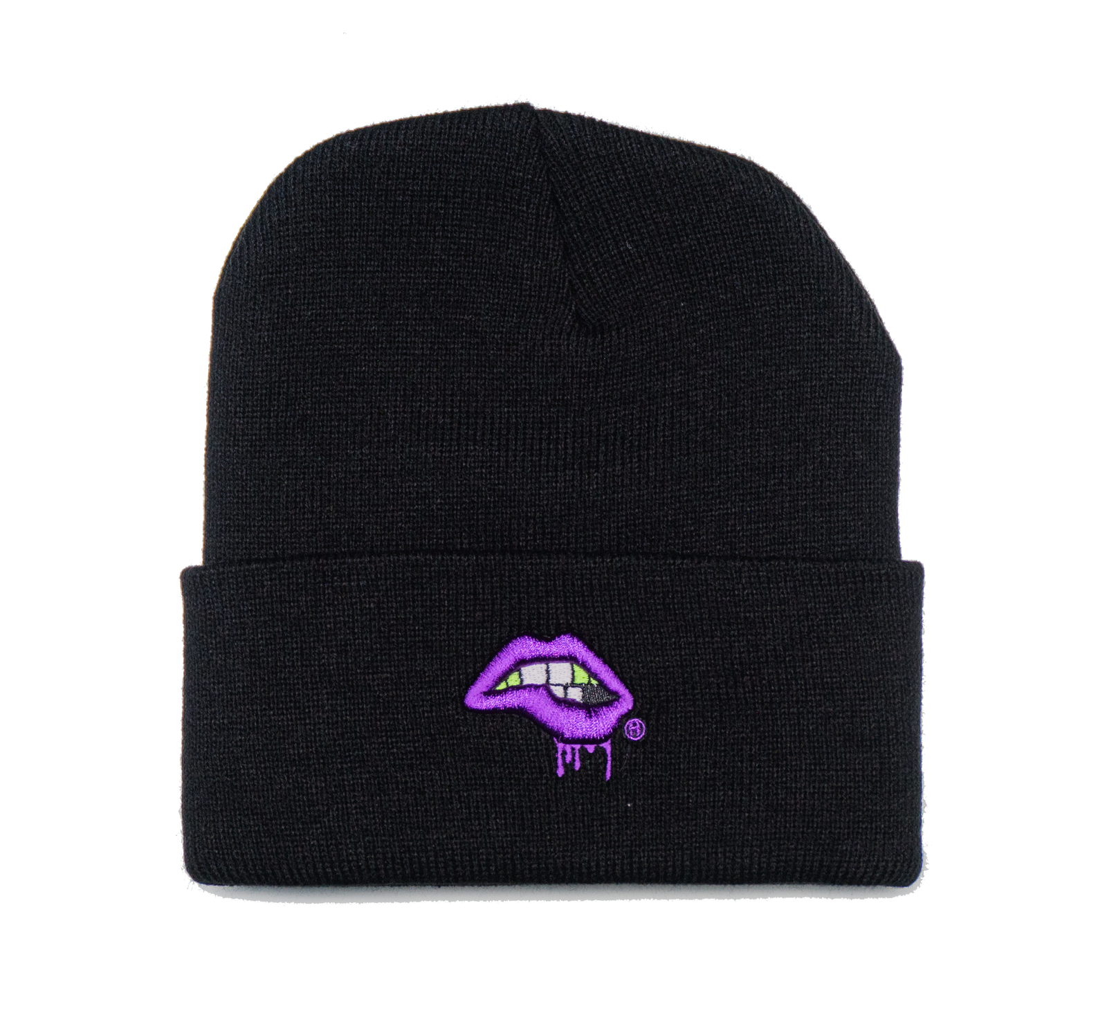 Lips Beanie (Black / Purple)