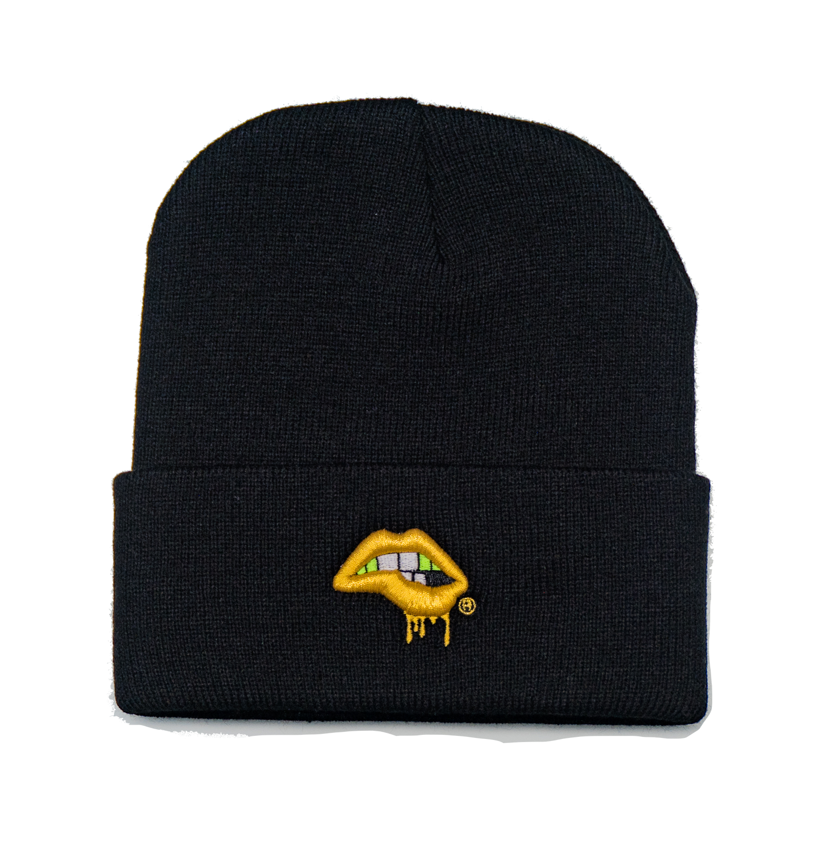 Lips Beanie (Black / Gold)