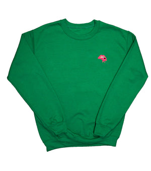 Lip Crewneck (Green + Pink)