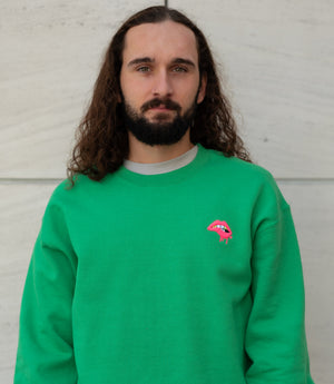 Lip Crewneck (Green + Pink)